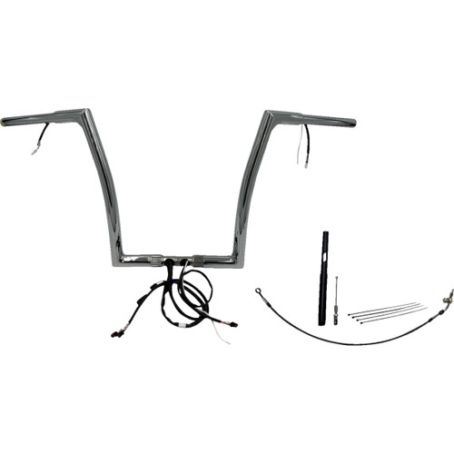 FAT Baggers INC. #712914 - EZ Install Wired 1-1/4" Flat Top Handlebar Kit - 14" - Chrome