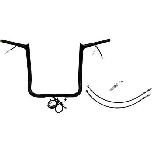 FAT Baggers INC. #901216-B - EZ Install Wired 1-1/4" Pointed Top Handlebar Kit - 16" - Black