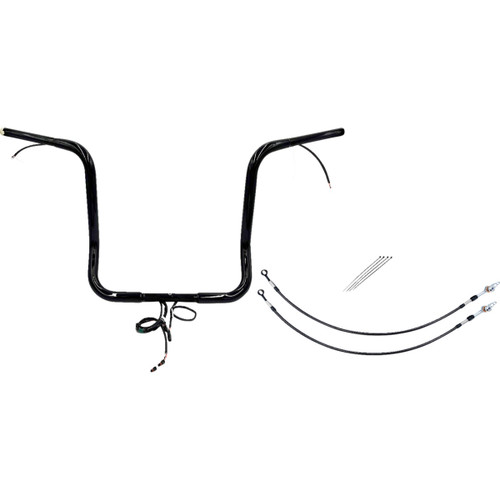FAT Baggers INC. #902216-B - EZ Install Wired 1-1/4" Pointed Top Handlebar Kit - 16" - Black