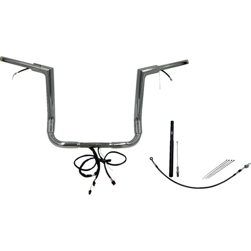 FAT Baggers INC. #612014 - EZ Install Wired 1-1/2" Flat Top Handlebar Kit - 14" - Chrome