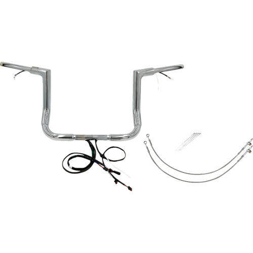 FAT Baggers INC. #601212 - EZ Install Wired 1-1/2" Flat Top Handlebar Kit - 12" - Chrome