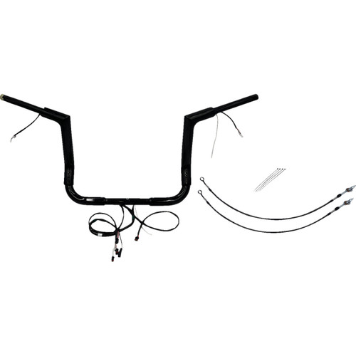 FAT Baggers INC. #601212-B - EZ Install Wired 1-1/2" Flat Top Handlebar Kit - 12" - Black