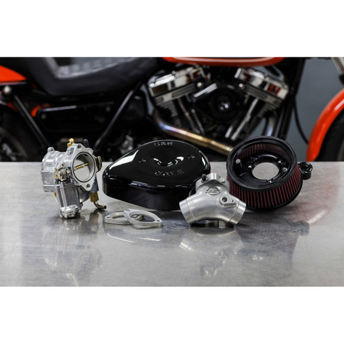 S&S Cycle #110-0146 - Super E Carburetor with Stealth Air Cleaner Kit - Gloss Black - Evolution Big Twin
