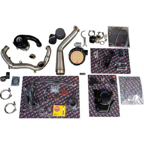 Trask #TM-7600 - Tornado Turbo Performance Kit - Black with Brushed Stainless Steel Exhaust - M8