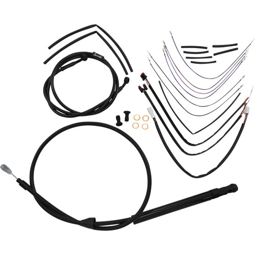 Burly Brand #B30-1260 - Complete Black Vinyl Handlebar Cable/Line Kit for Ape Hangers - 14" - '18-'24 FX