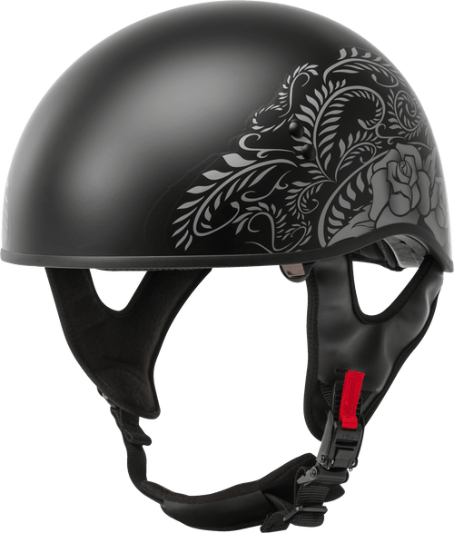 Gmax H1657075 - Hh-65 Half Helmet Rose Naked Matte Black/Silver Md