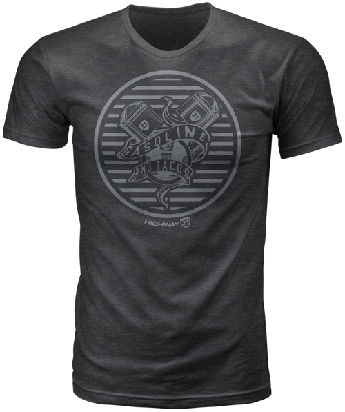 Highway 21 489-2000L - Gasoline Tee Charcoal Lg