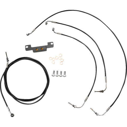 LA Choppers #LA-8056KT-08B - Standard Black Vinyl Handlebar Cable/Brake Line Kit - Stock Ape Hangers - '21-'22 FLH