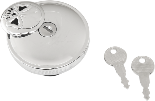 Vented Skull Locking Gas Cap - Black