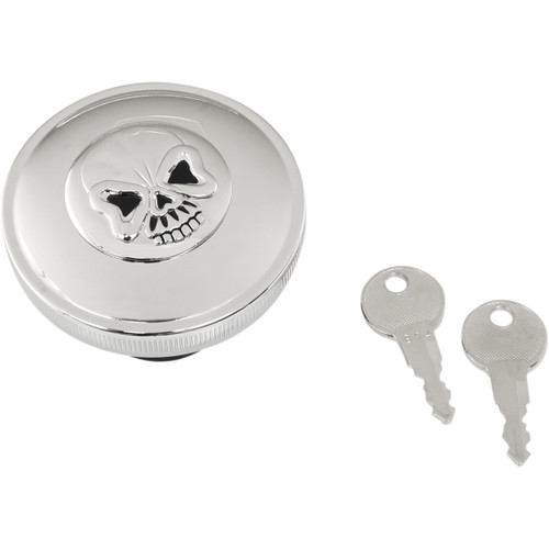 Drag Specialties - Locking Gas Cap - Skull - Vented - Chrome