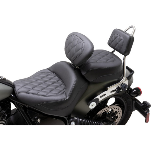 Mustang #88205 - Touring Sissy Bar Pad - Standard - Black - Diamond Stitch - Chief '22-'23