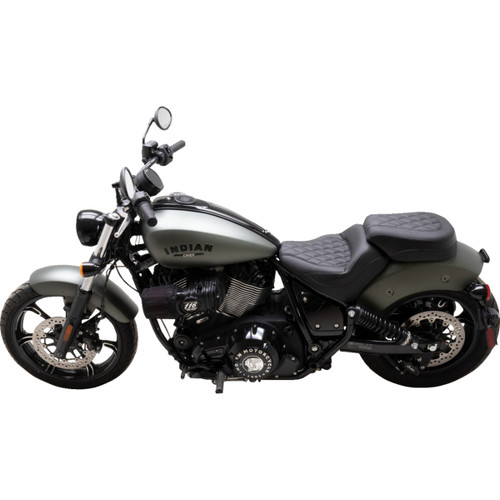 Mustang #88203 - Solo Touring Seat - w/o Driver Backrest - Black - Diamond Stitch - Chief '22-'23
