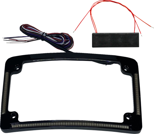 Custom Dynamics #TF08-B - License Plate Frame - Red/White LED - Gloss Black