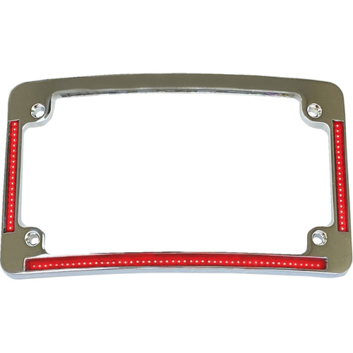 Custom Dynamics #TF08-C - License Plate Frame - Red/White LED - Chrome
