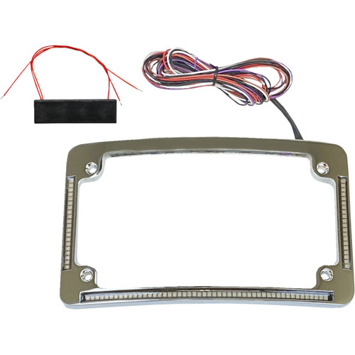 Custom Dynamics #TF08-C - License Plate Frame - Red/White LED - Chrome