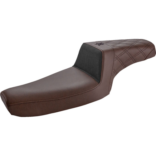 Saddlemen #UN79-03-173BR - Unknown Industries Seat - Front Carbon Fiber/Black Gripper Lumbar/Rear Lattice Stitch - XL