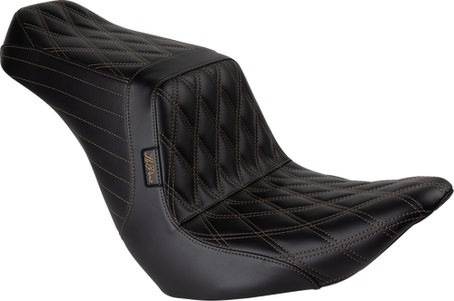 Le Pera #LYRU-580DD-CHET - Tailwhip Up Front Seat - Double Diamond w/ Chestnut Thread - Black - FLSB/FXLR '18-'24