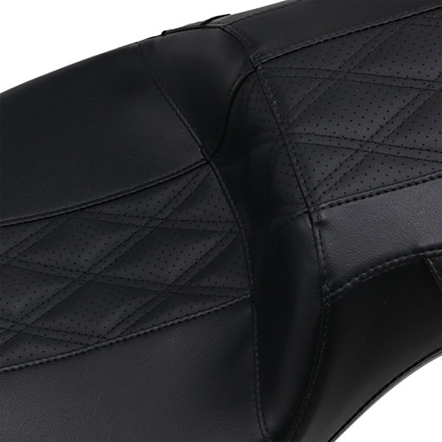 LE Pera #LK-997DLGT2 - Outcast Daddy Long Legs Seat - 2-Up - w/o Backrest - Black w/Black Double Diamond Inlay - FL '08-'22
