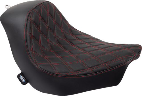 Drag Specialties #0802-1515 - Solo Seat - Double Diamond - Red Stitching - FL/FX '18-'23
