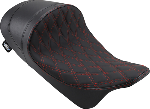 Drag Specialties #0801-1254 - Forward Low Solo Seat - Diamond - Red Stitched - FL '08-'22