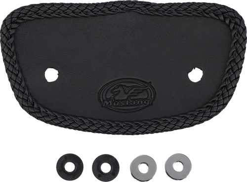 Mustang Wide Solo Seat - With Backrest - Black - Studded W/Concho - FL '08+