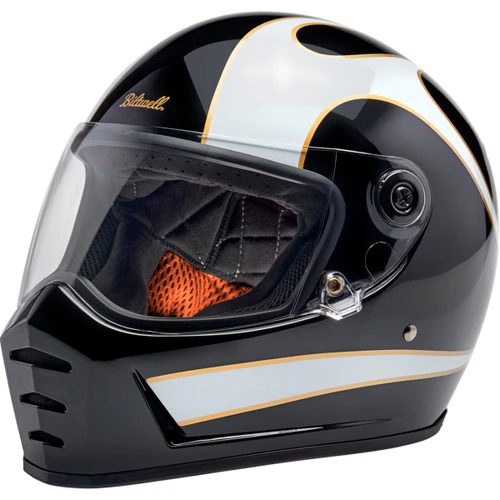 Biltwell #1004-570-503 - Lane Splitter Helmet - Gloss Black/White Flames - Medium