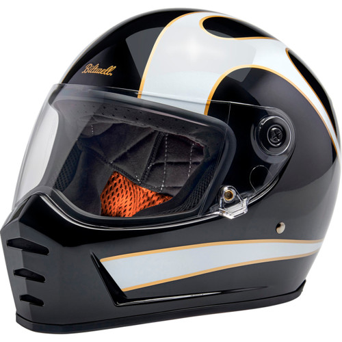 Biltwell #1004-570-506 - Lane Splitter Helmet - Gloss Black/White Flames - 2XL