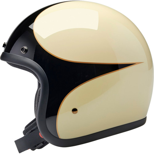 Biltwell #1001-559-202 - Bonanza Helmet - Gloss Vintage White/Black Scallop - Small