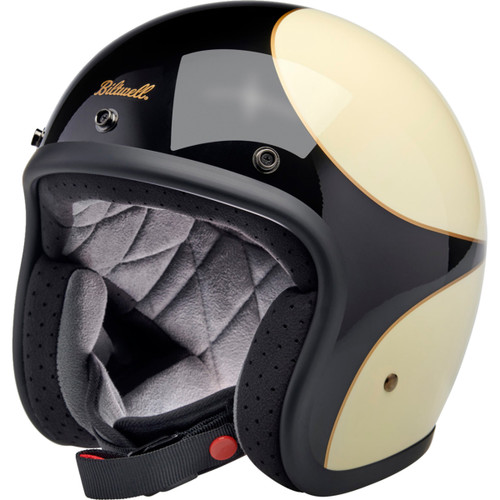 Biltwell #1001-559-202 - Bonanza Helmet - Gloss Vintage White/Black Scallop - Small