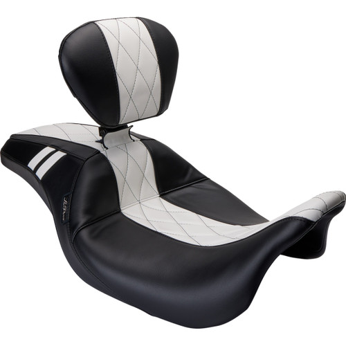 LE Pera #LK-987BRGTWDM - Outcast GT Seat - Full-Length - With Backrest - Black Double Diamond w/ White Inlay - FL '08-'23