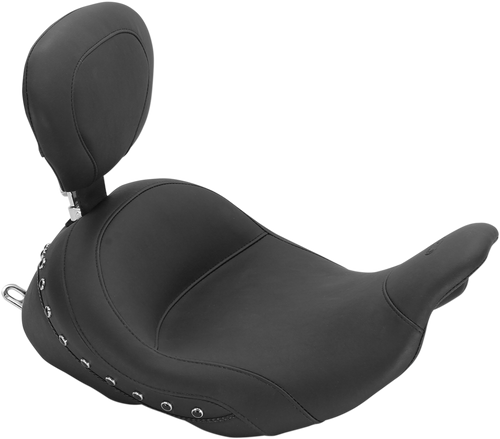 Lowdown Vintage Seat with Driver Backrest - Black Studded