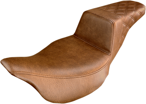 Step Up Seat - Rear Lattice Stitched - Brown - FLH