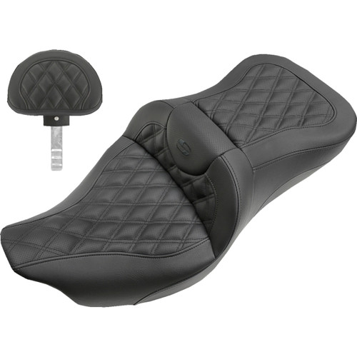 Saddlemen #808-07B-184BR - Extended Reach Roadsofa™ Seat - Lattice Stitched - Backrest - FL '08-'24