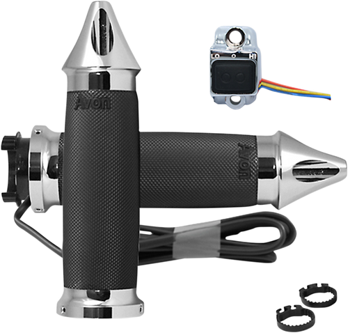 Grip - Heated - Custom Contour - Metric - Spike - Chrome - Lutzka's Garage