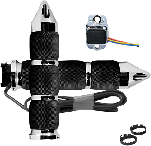 Grips - Heated - Air Cushion - Spike - Metric - Chrome - Lutzka's Garage