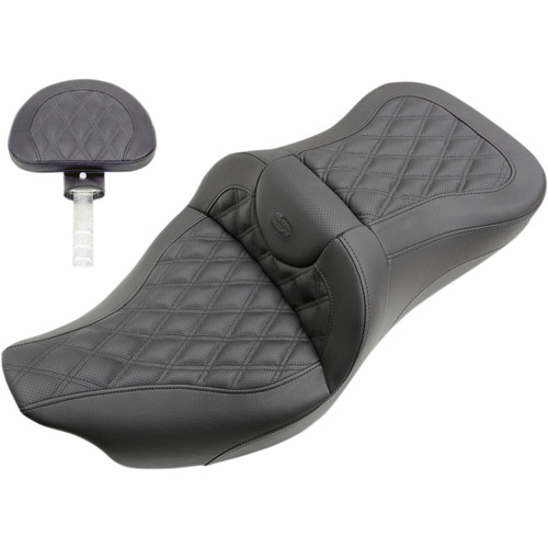 Saddlemen #808-07B-182BR - Roadsofa™ Seat - Full Lattice Stitch - with Backrest - FL '08-'24