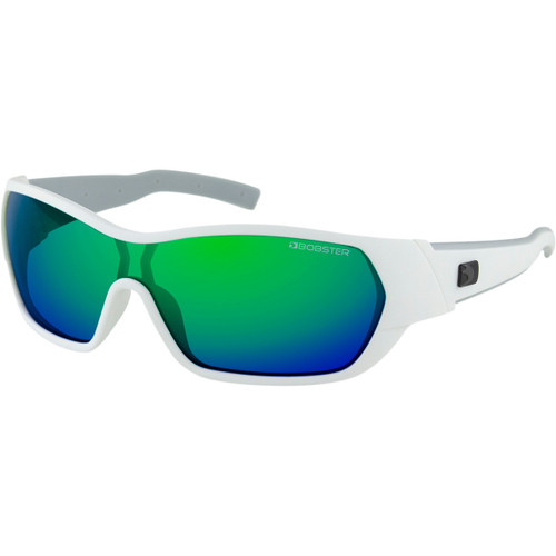 Bobster #BARI102 - Aria Sunglasses - Matte White - Blue Green Mirror Lens