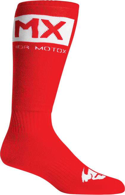 MX Solid Socks - Red/White - Size 6-9 - Lutzka's Garage