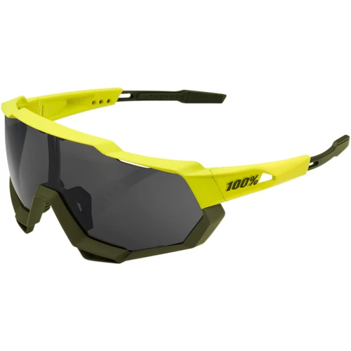 100% #61023-004-61 - Speedtrap Sunglasses - Soft Tact Banana - Black Mirror Lens
