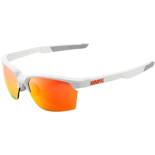 100% #61020-000-43 - Sportcoupe Sunglasses - Soft Tact White - HiPER Red Multilayer Mirror Lens