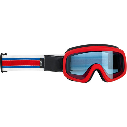 Biltwell #2111-5605-007 - Overland 2.0 Goggle - Racer - Red/White/Blue - Blue Lens