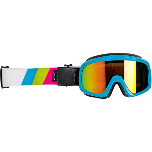 Biltwell #2111-0944-003 - Overland 2.0 Goggle - Tri-Stripe - Cyan/Jet Boat - Bronze Lens