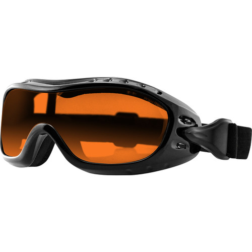 Bobster #BHAWK01A - Night Hawk Goggle - Gloss Black - Amber Lens