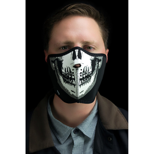 ZAN Headgear #WNFM002HG - Half Mask - Skull Face Glow In The Dark