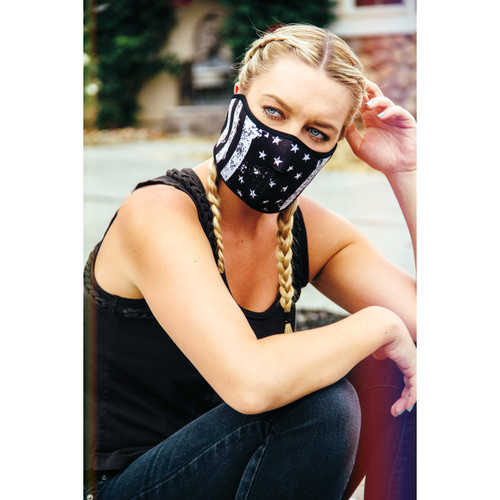 ZAN Headgear #WNFM091H - Half Mask - Black/White Flag