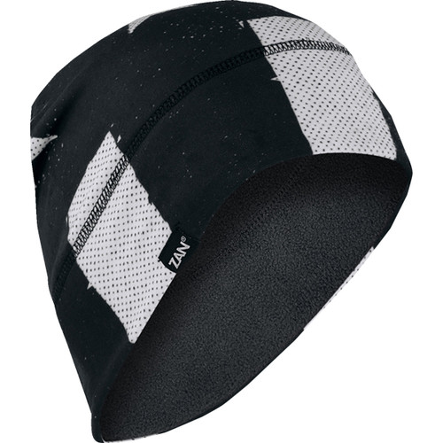 ZAN Headgear #WHLF091 - SportFlex® Fleece Beanie - Black/White Flag
