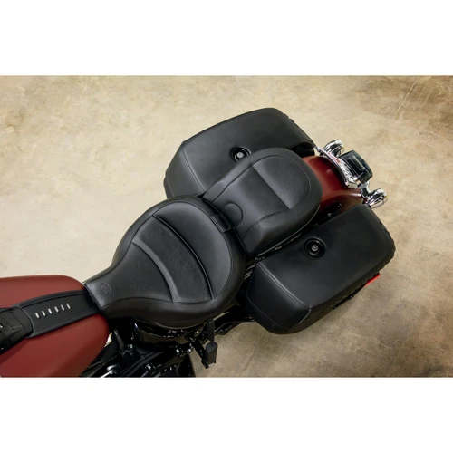 Mustang #79330 - Max Profile Solo Touring Seat - with Driver Backrest - Black - Original - FLHC/FLDE
