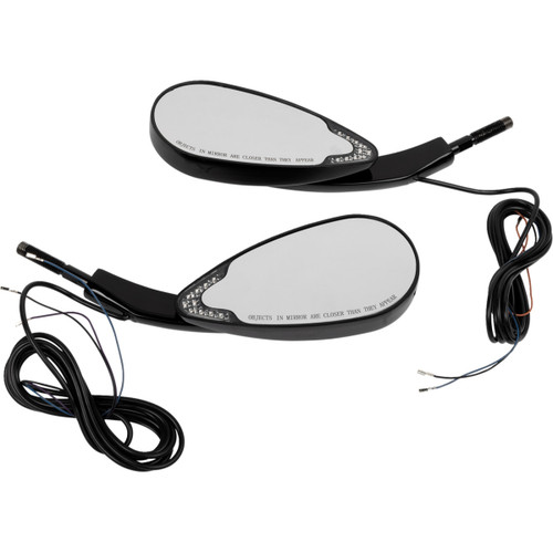 Custom Dynamics #CD-MIR-PLUG-B - Mirrors - Side View - with LED Turn Signal - Black - Pair