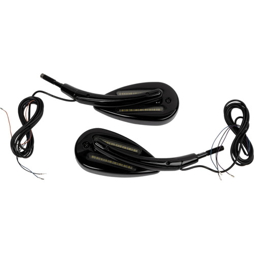 Custom Dynamics #CD-MIR-PLUG-B - Mirrors - Side View - with LED Turn Signal - Black - Pair