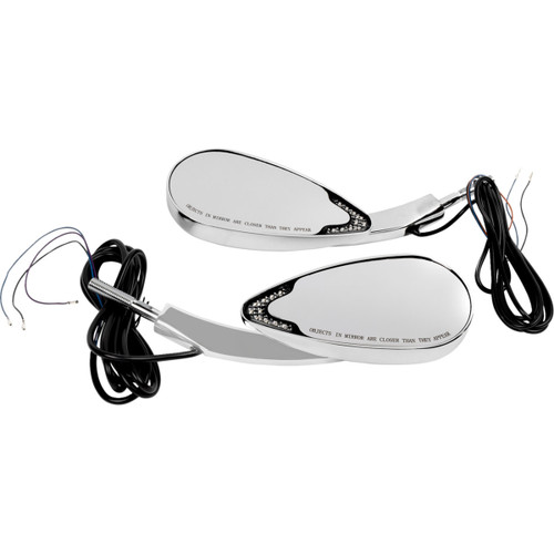 Custom Dynamics #CD-MIR-PLUG-C - Mirrors - Side View - with LED Turn Signal - Chrome - Pair